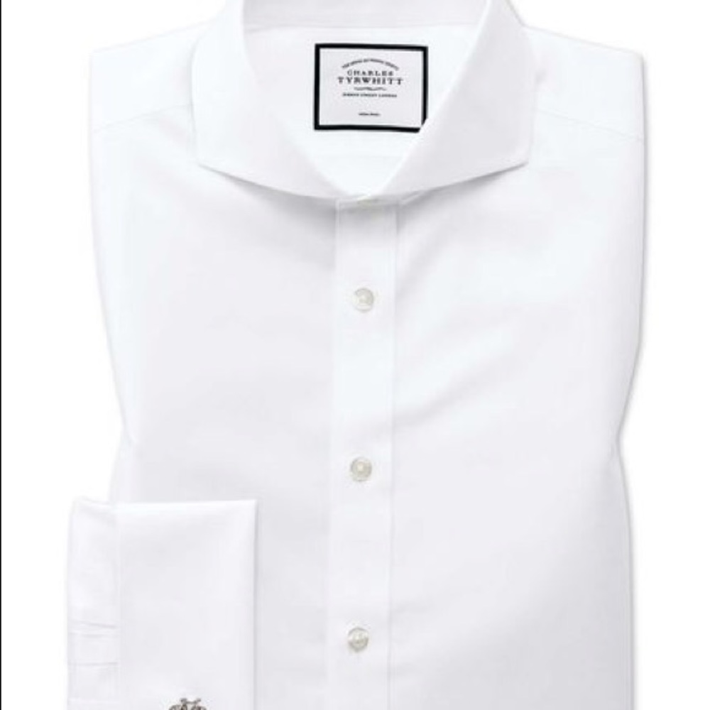 Slim fit extreme spread collarnon-iron twill shirt